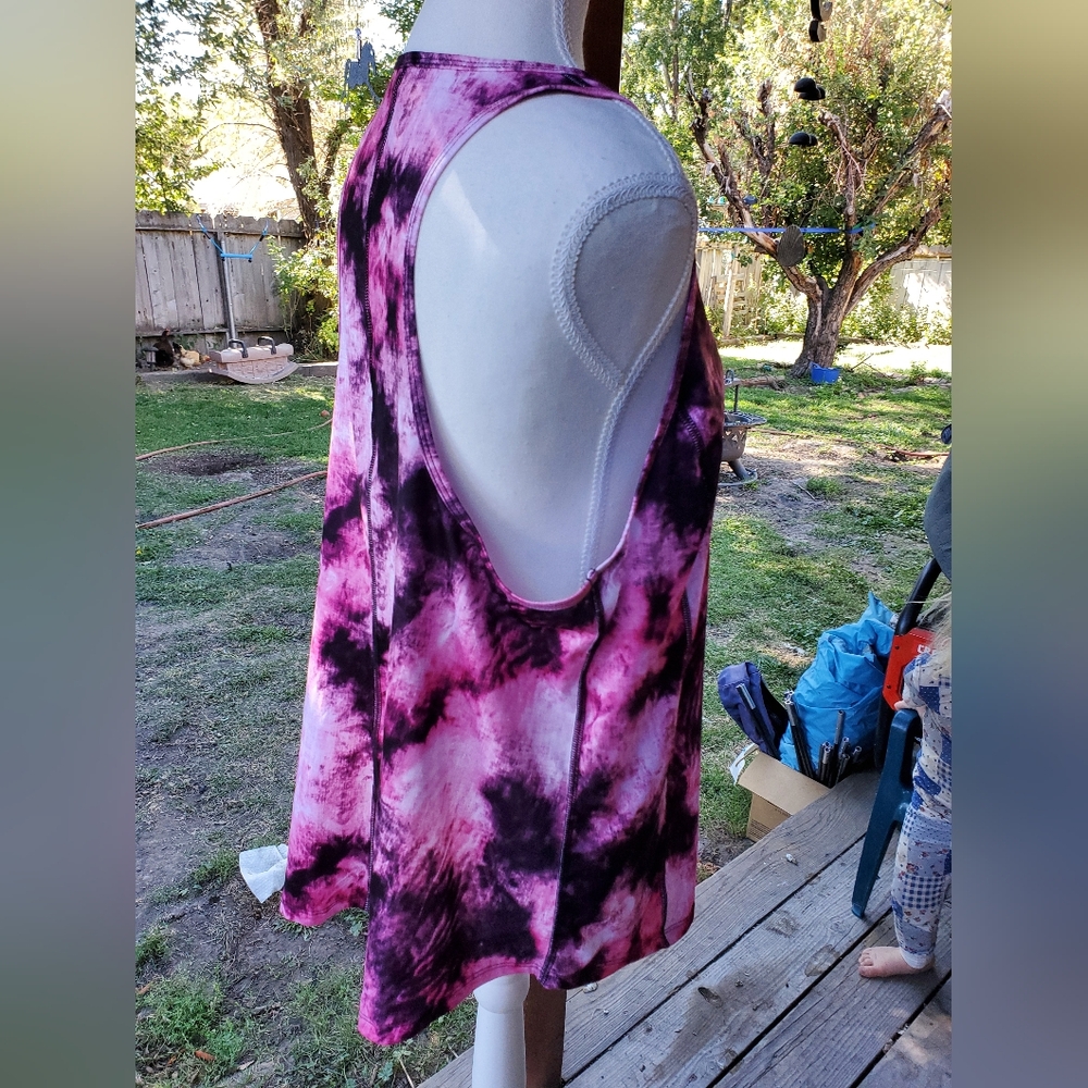 Pink and Black Tie-Dye Women's Tank Top - Picture 4 of 6